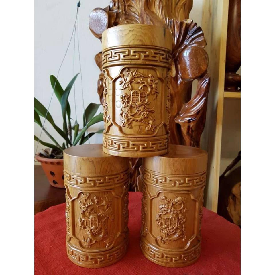 HỘP CHÈ TỨ QUÝ BẰNG GỖ -Tặng vòng đeo tay