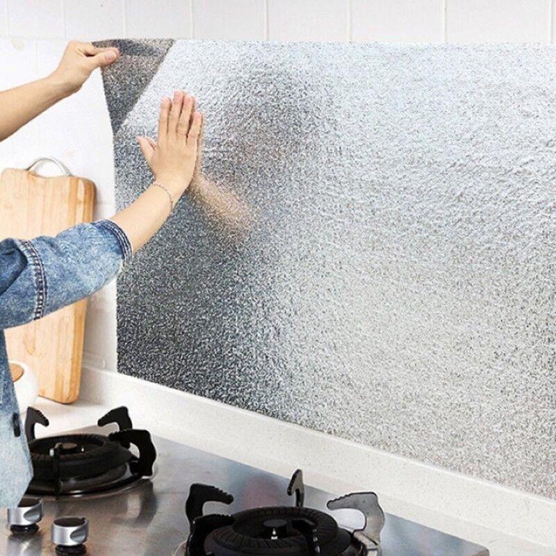 Cuộn Giấy Bạc Dán Bếp Cách Nhiệt Cao Cấp Chống Thấm Tiện Lợi - Cuộn Giấy Decal Dán Bếp Tráng Nhôm Cách Nhiệt