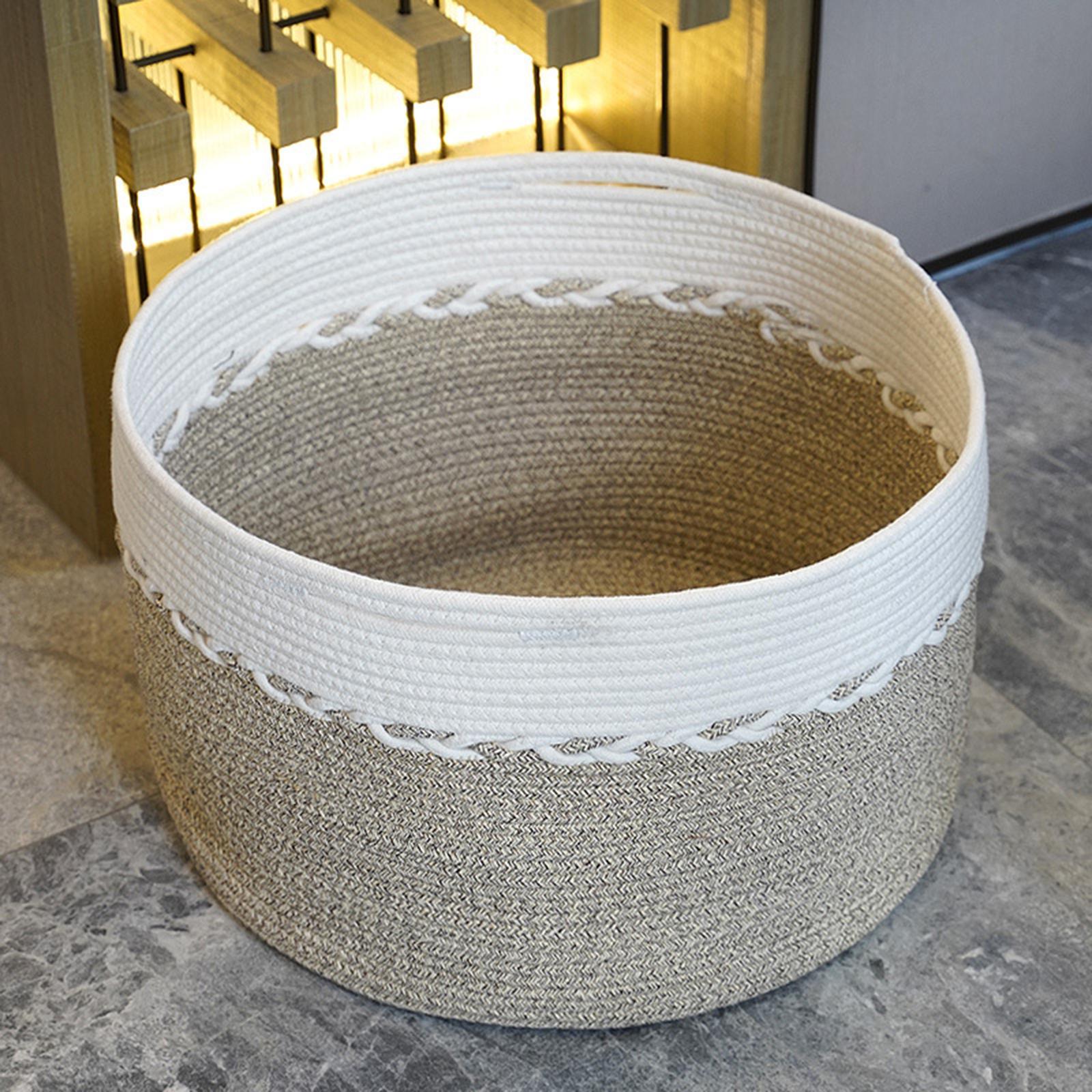 Bathroom Woven Laundry Basket Baby Toy Hamper Foldable Multipurpose Desktop Organizer Basket for Pillows Bed Sheets Shoes
