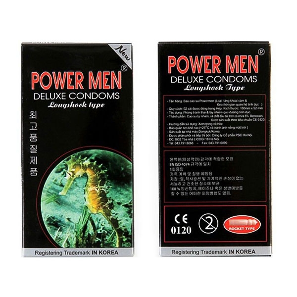 Bao Cao Su Cá Ngựa Đen Kéo Dài Thời Gian Power Men Long Shock Type - Chính Hãng 100% - Che Tên Sản Phẩm