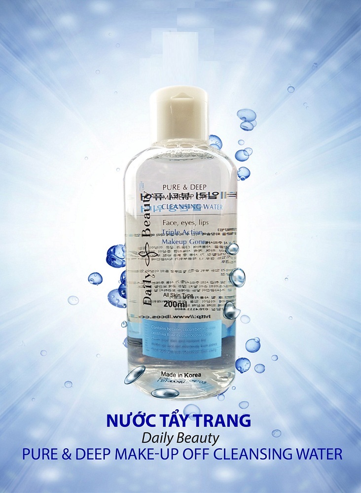 Combo 7 hộp Nước tẩy trang Daily Beauty Pure &amp; Deep Make-up Off Cleansing Water R&amp;B Việt Nam phân phối độc quyền sản phẩm nhập khẩu chính ngạch Hàn Quốc