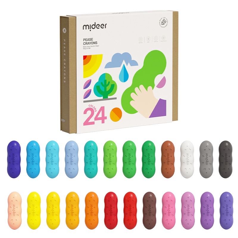 Bút Sáp Màu Lụa Hữu Cơ Quả Đậu Mideer Pease Crayons Cho Bé Từ 18m