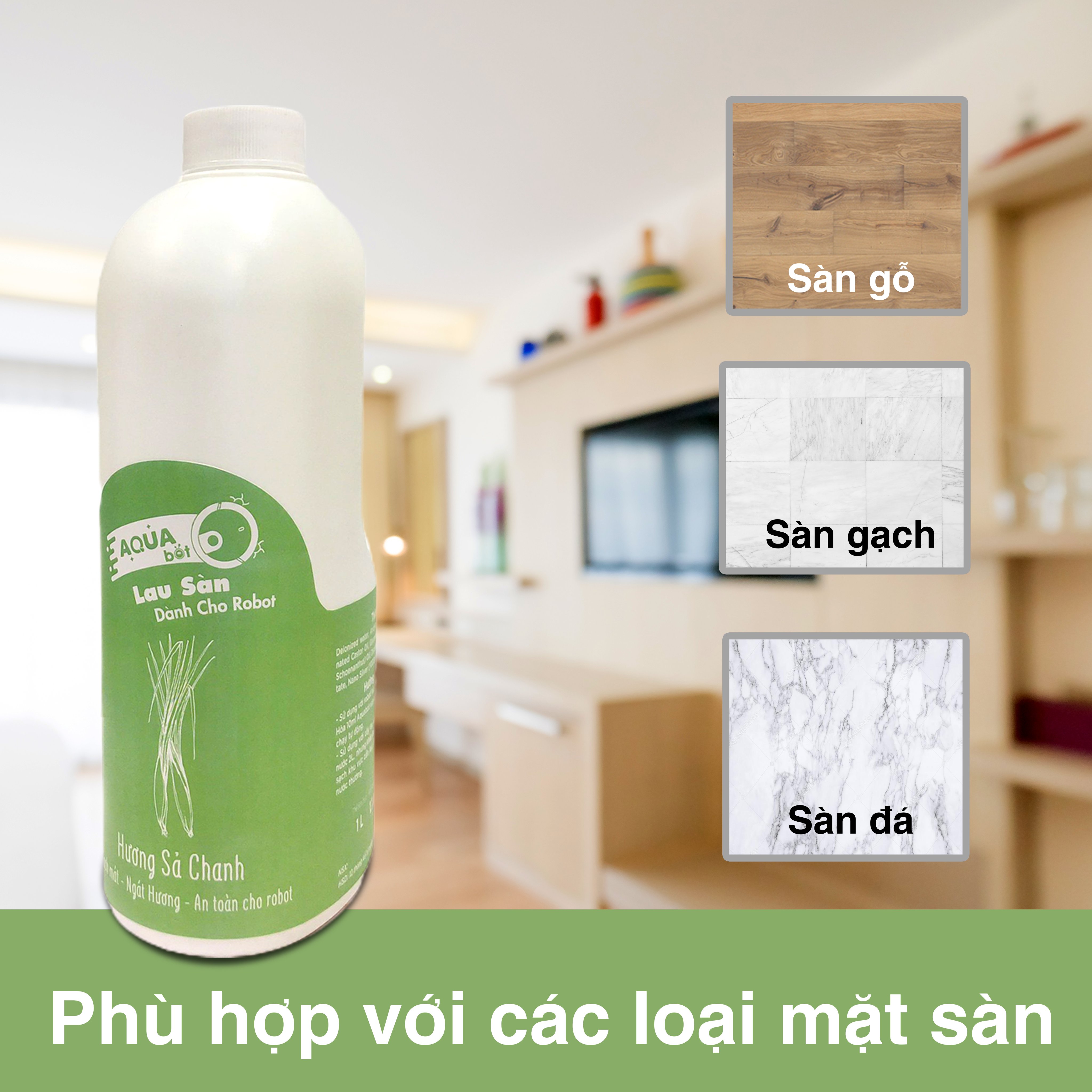 Nước Lau Sàn Chuyên Dụng Cho Robot hút Bụi Lau Nhà - AQUABOT - Hương Sả chanh