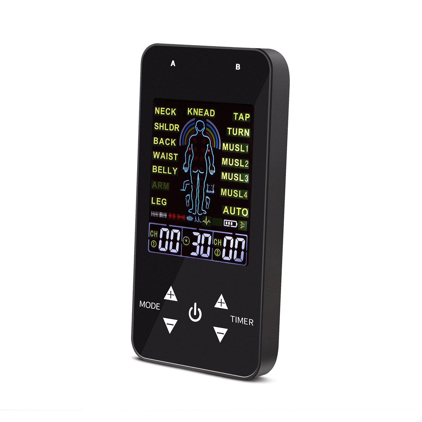 Compact Dual-Channel Pulse Massager TENS&EMS Muscle Stimulator Unit 15 Massage Modes 40 Strength Levels Adjustable Timer