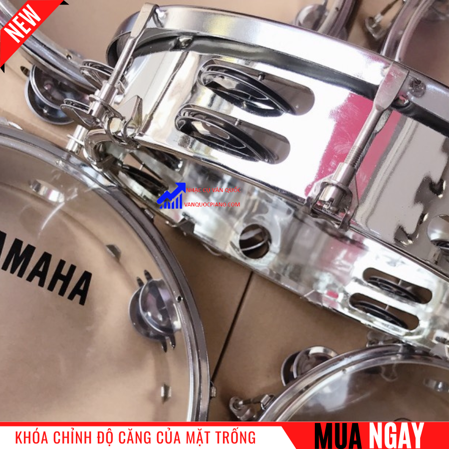 Trống Lắc Tay – Trống Gõ Bo – Tambourine Yamaha (Trắng đục)