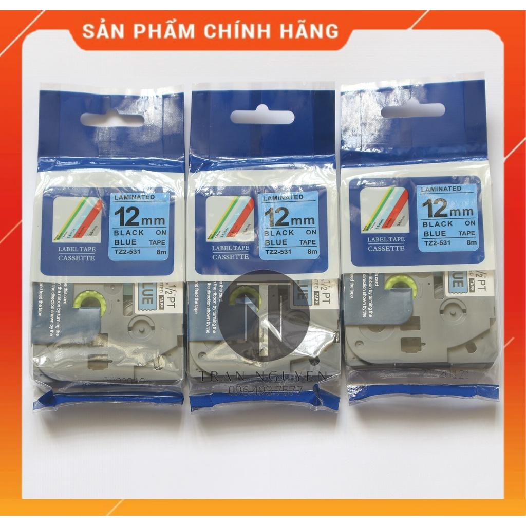 Nhãn In đa lớp Tz2-531 - Đen nền Dương 12mm x 8m - Hàng nhập khẩu