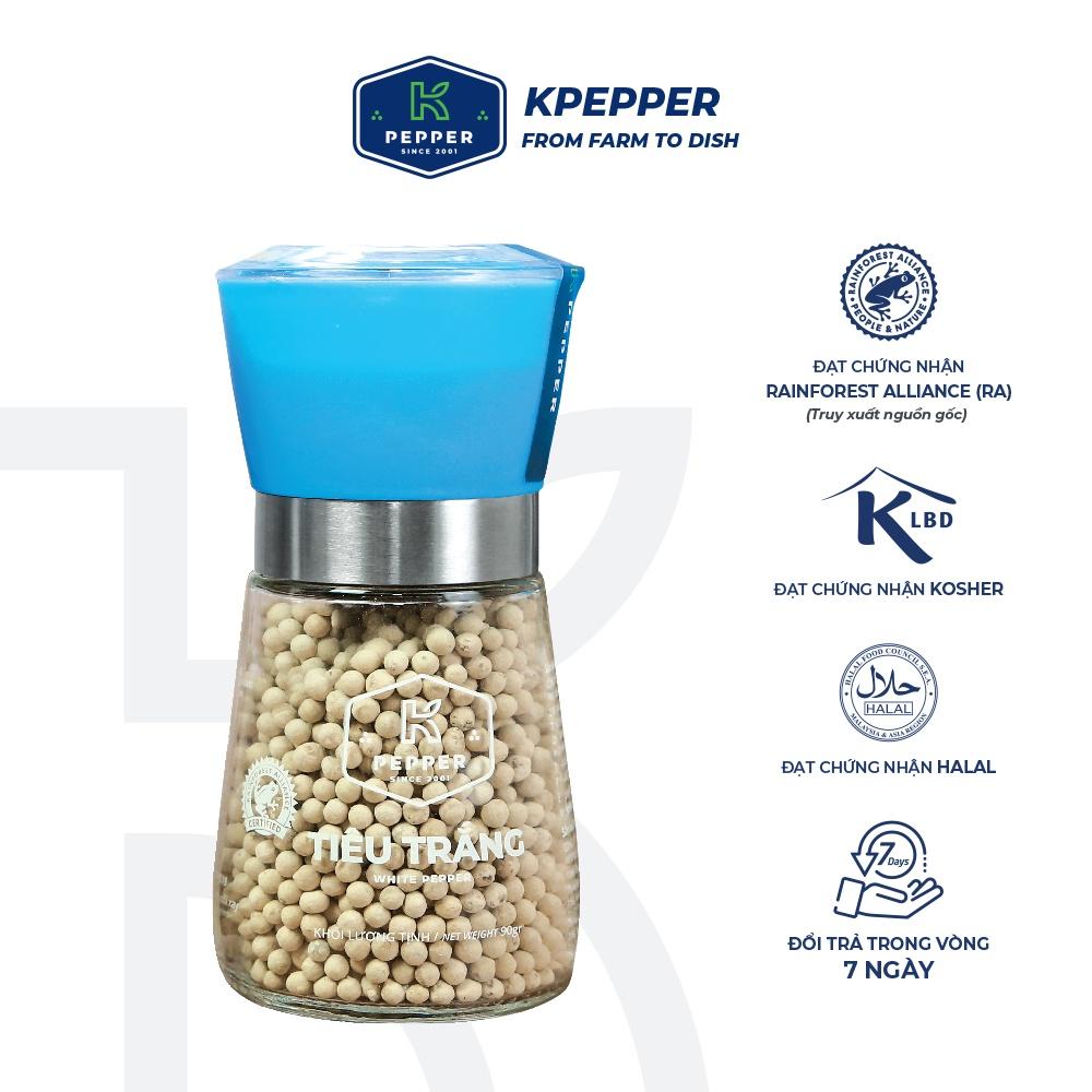 Tiêu trắng K Pepper 90g kèm cối xay tiêu cầm tay KPHUCSINH - Hàng Chính Hãng