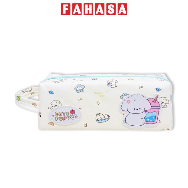 Bóp Viết Vải Cute Puppy Hình Cún Có Quai Xách - Yescholar 9419 - Màu Kem