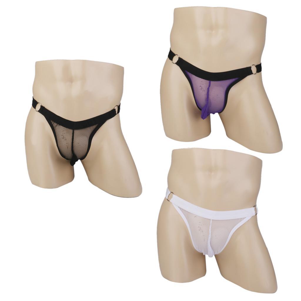 2pcs Men's Underwear T-Back Lingerie Briefs G-string See Through Thongs
