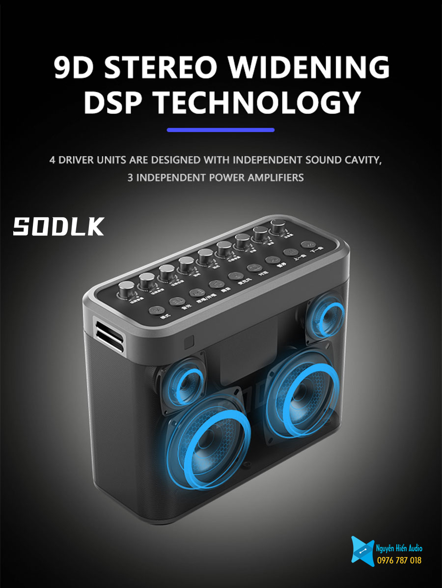 Loa SODLK S1314 di động bluetooth 5.0 siêu trầm 200W, karaoke chuyên nghiệp, công nghệ DSP