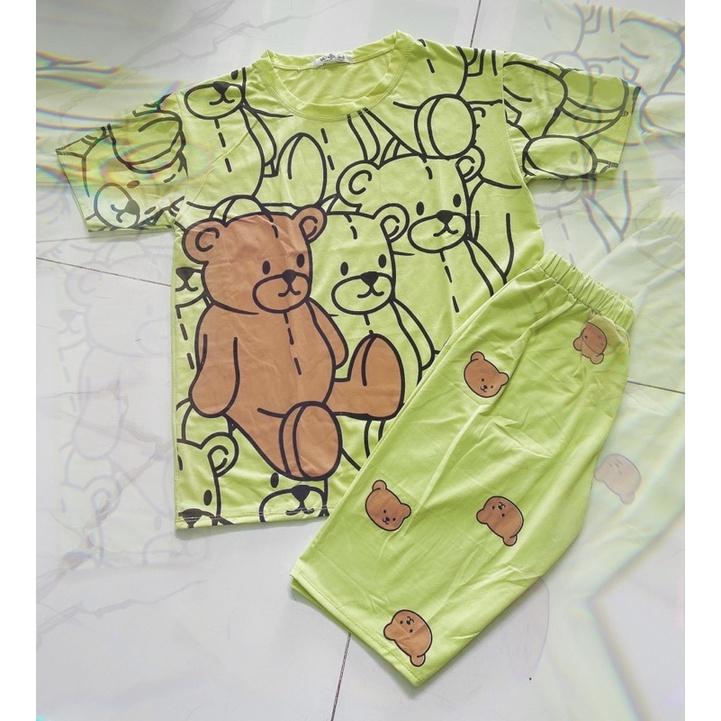 Bộ Cotton 3D Lửng Ngố Gấu Dễ Thương