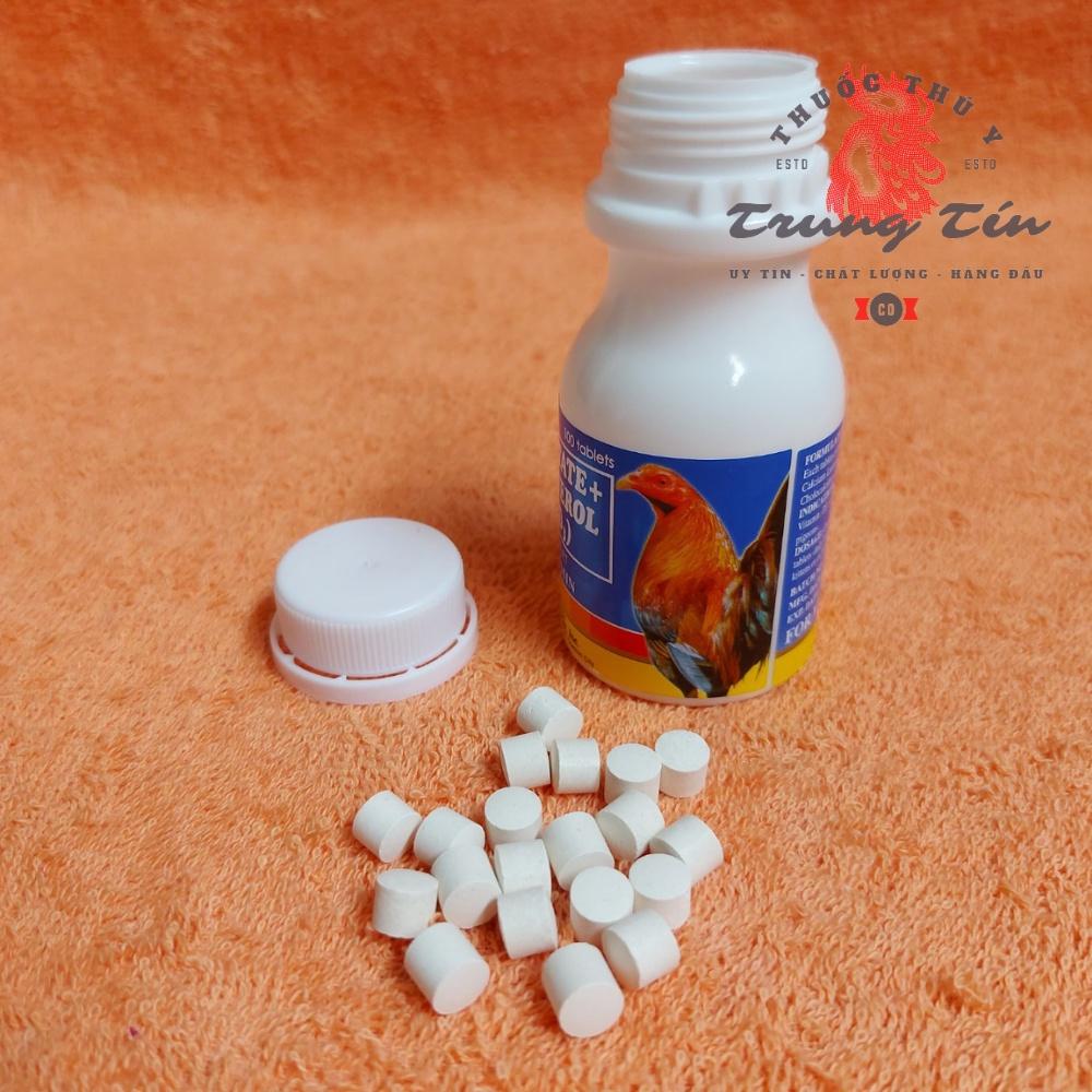 Calcium Lactate + Cholecalciferol (Vitamin D3) - cung cấp canxi cho gà đá cao cấp Philippines - lọ 100 viên