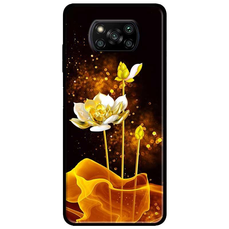 Ốp lưng dành cho Xiaomi Poco X3 mẫu Sen Trắng Vàng 1