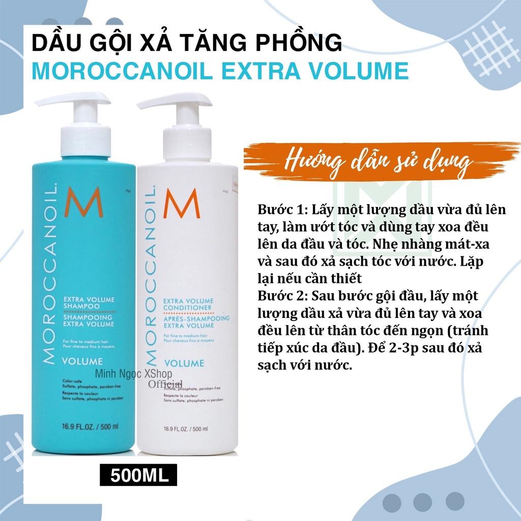 [+Gội xả gói Karseell 15ml] Bộ Dầu gội xả tăng phồng Moroccanoil Extra Volume chính hãƞg cho tóc thưa mảnh xẹp