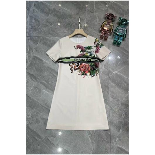 ĐẦM SUÔNG IN HOA SỌC CHỮ