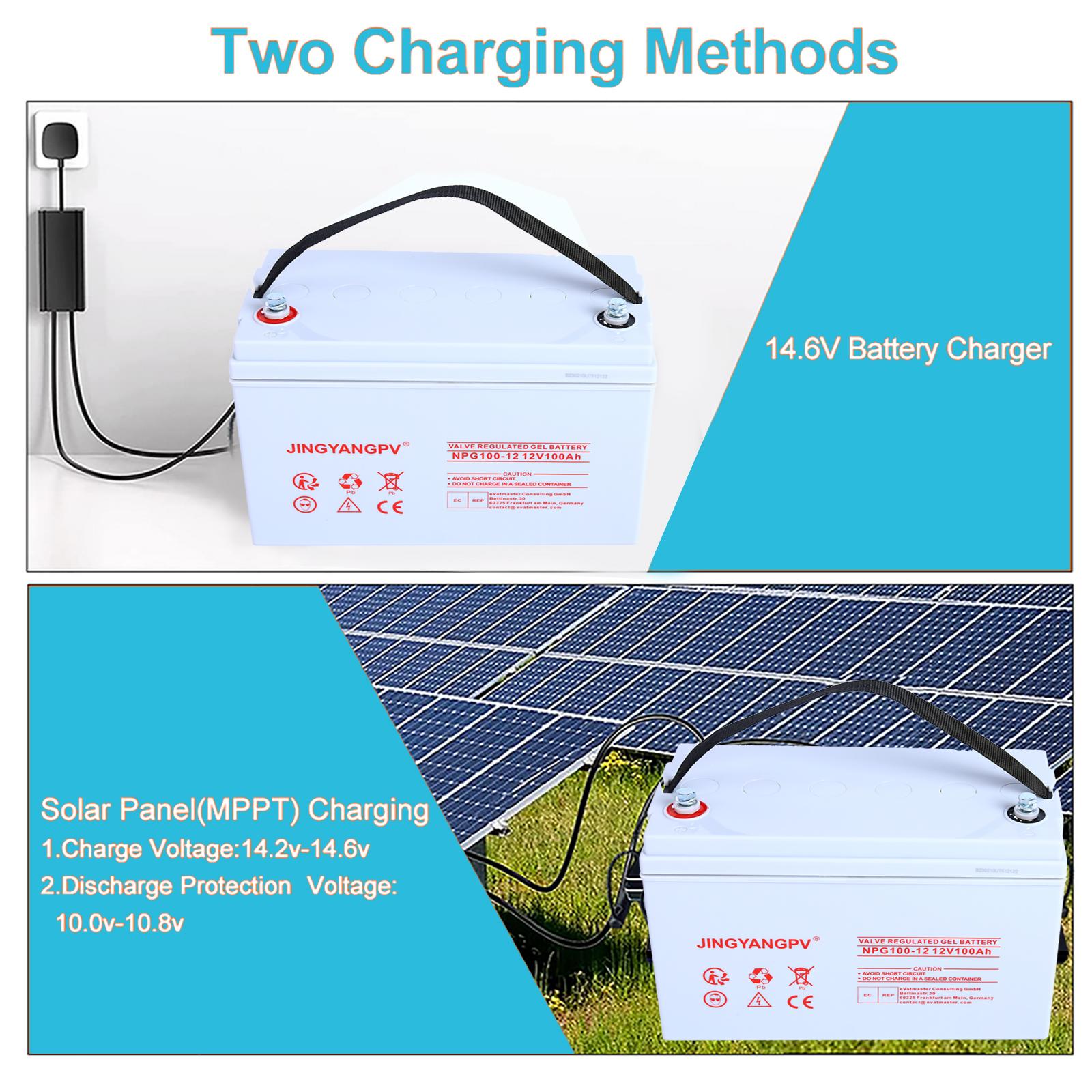 Jingyang 12V 100Ah acid acid acid Pin Pin 2 năm bảo hành pin mặt trời sạc cho hệ thống điện an ninh điện áp: 12V