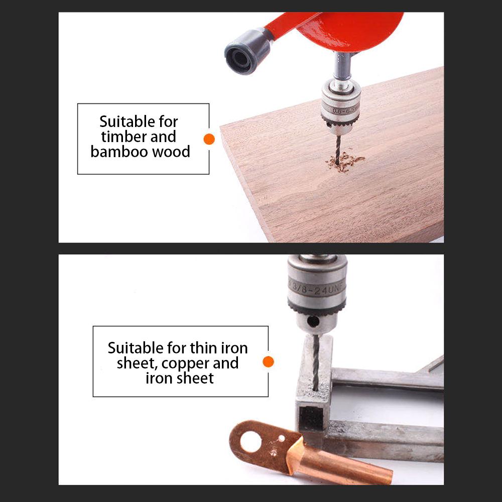 Hand Crank Drill All Steel Casting Drilling Drill Portable Mini Manual Drill with Double Pinions Hand Drill Tool for