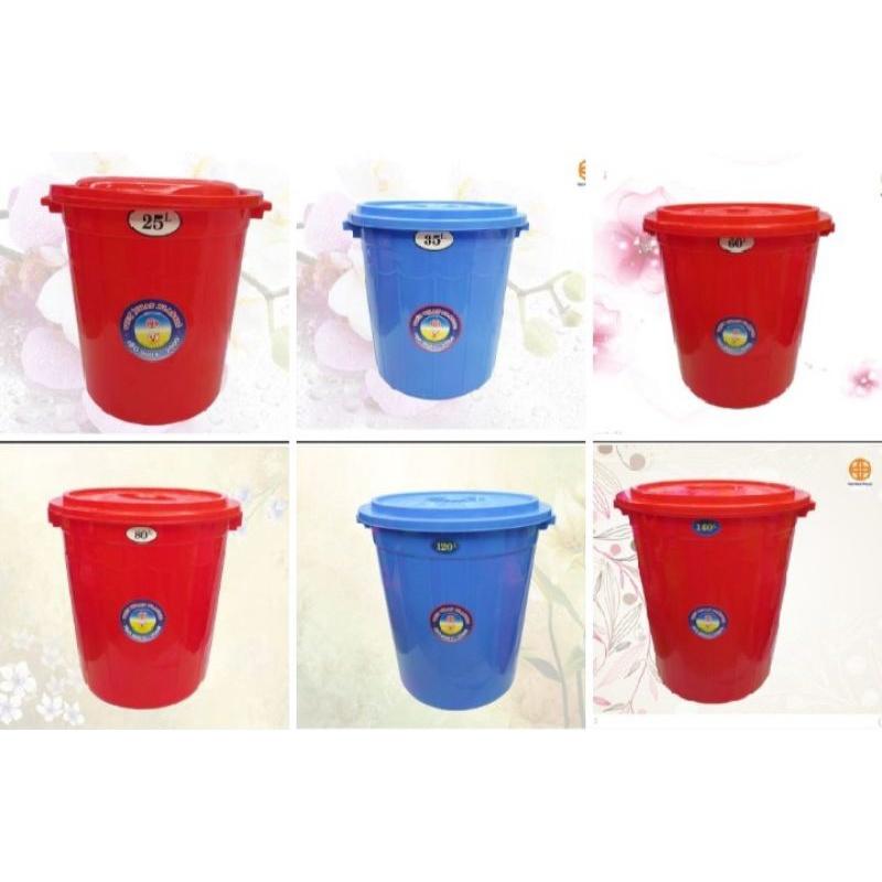 THÙNG NHỰA TRÒN CÓ NẮP ĐẬY CÁC CỠ 25L/35L/50L/60L