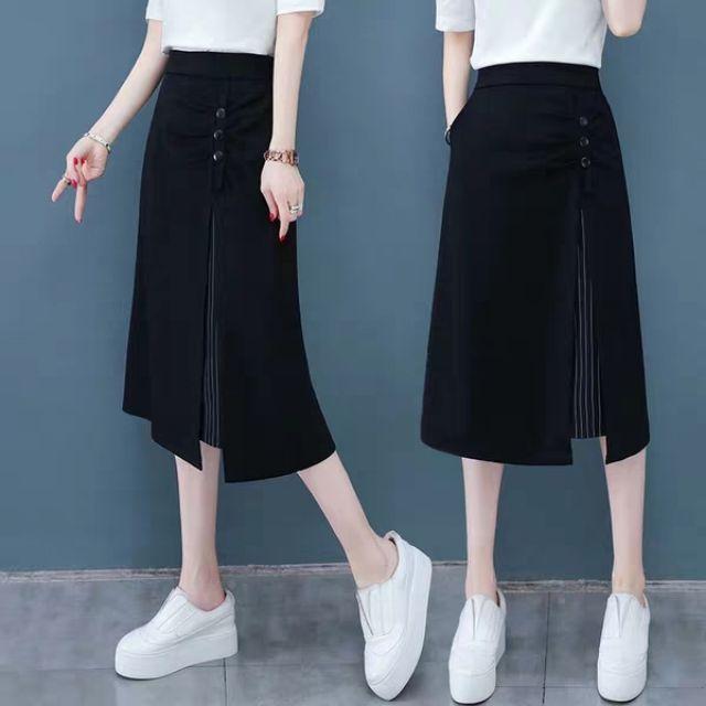 Chân váy dài phối kẻ C022