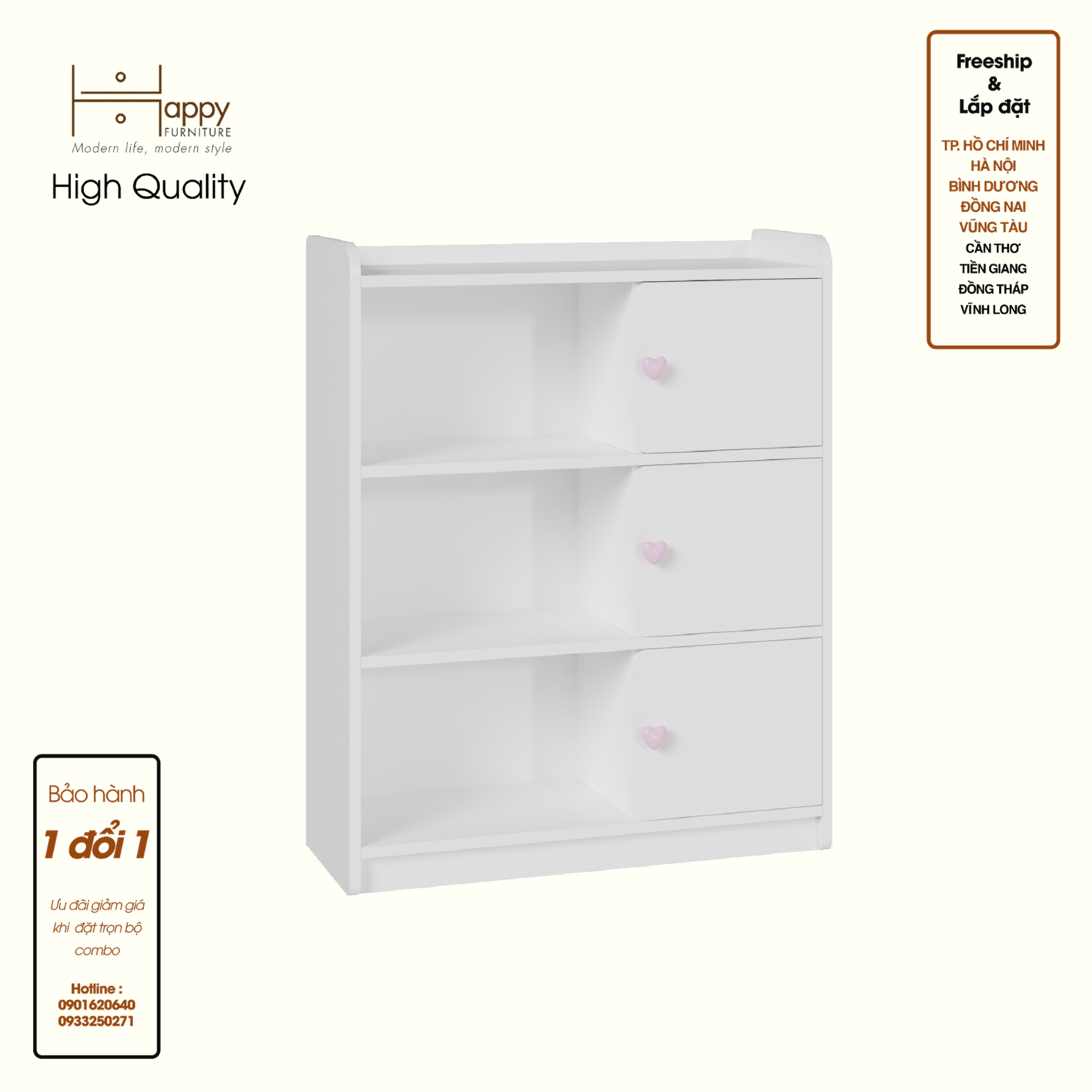 [Happy Home Furniture] KID, Tủ lưu trữ - 3 cửa mở cho trẻ em, 80cm x 32cm x 100cm ( DxRxC), TLT_009