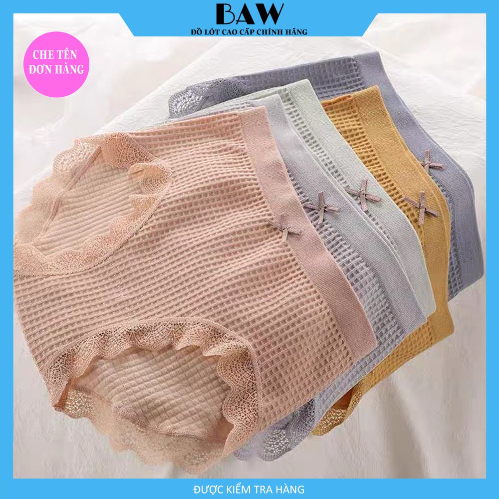 BỘ 5 Quần Lót chất cotton phối ren cao cấp kháng khuẩn thương hiệu BAW NT34