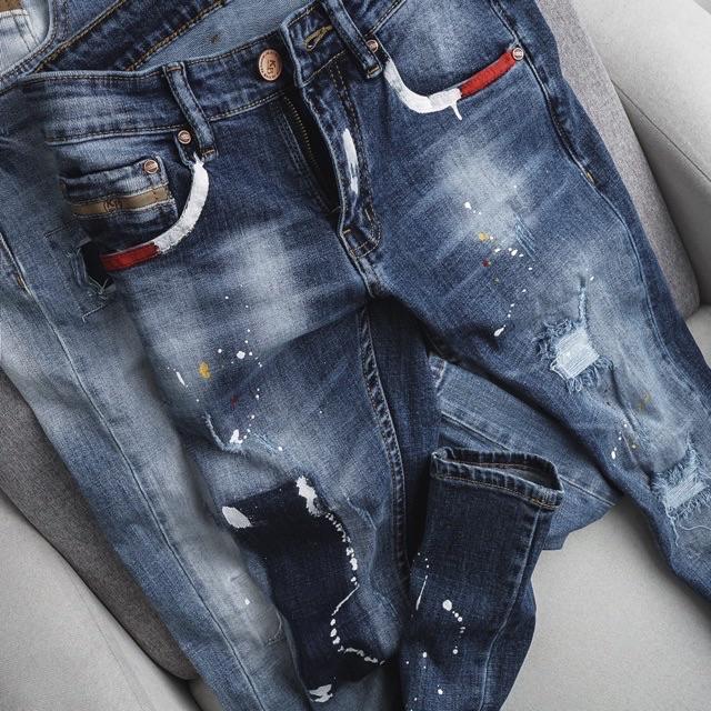 Quần Jean Nam cao cấp vảy sơn - co giãn
