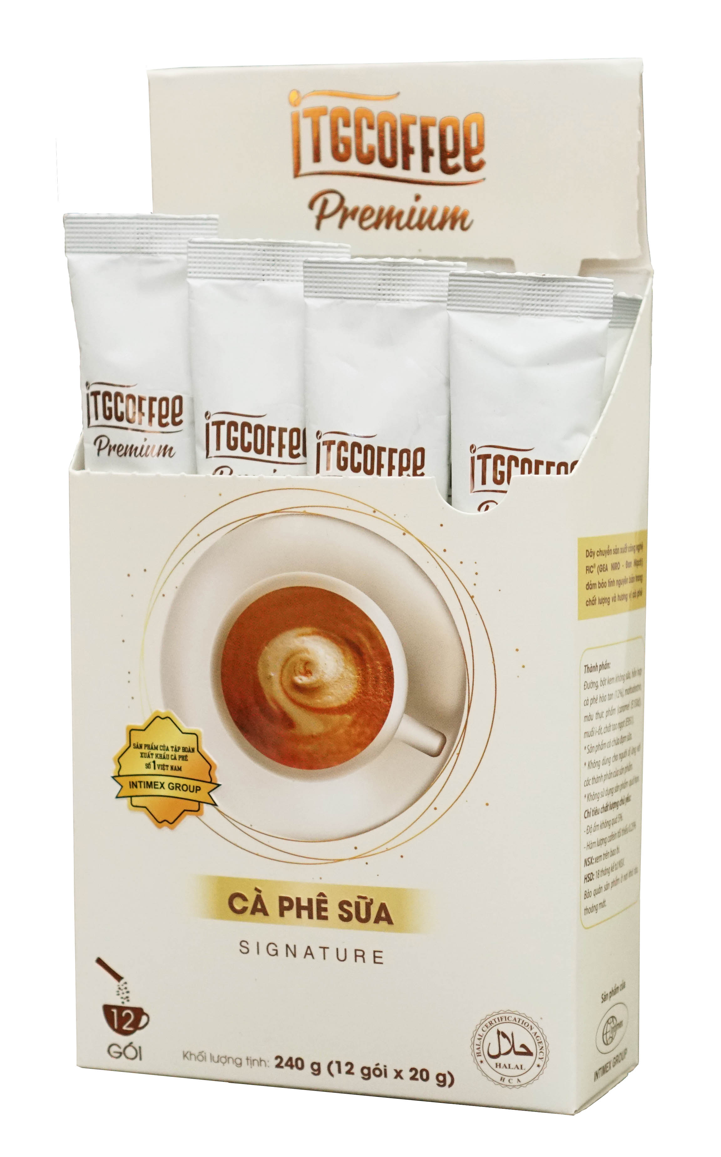 COMBO 2 HỘP CÀ PHÊ HÒA TAN - CÀ PHÊ SỮA SIGNATURE  ITGCOFFEE PREMIUM (Hộp 240g (12 gói x 20g))