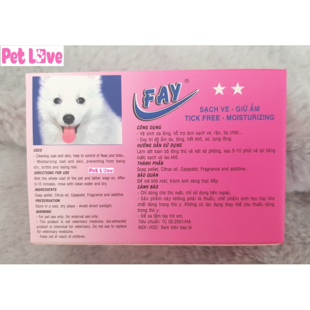 Xà bông Fay 2 sao tắm chó mèo sạch ve, giữ ẩm