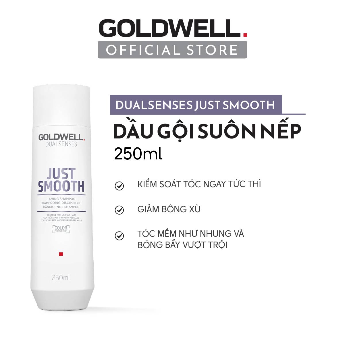 Dầu Gội Goldwell Just Smooth – Dưỡng Tóc Mềm Mượt, Giảm Xơ Rối, Kiểm Soát Bông Xù