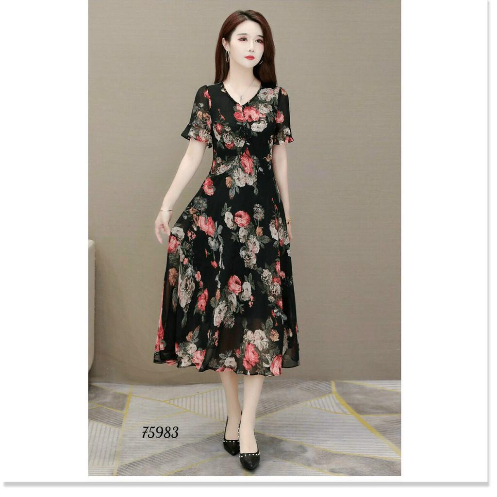ĐẦM LỤA DÁNG XÒE HỌA TIẾT HOA VÔ CÙNG XINH MẪU MỚI NHẤT HIỆN NAY