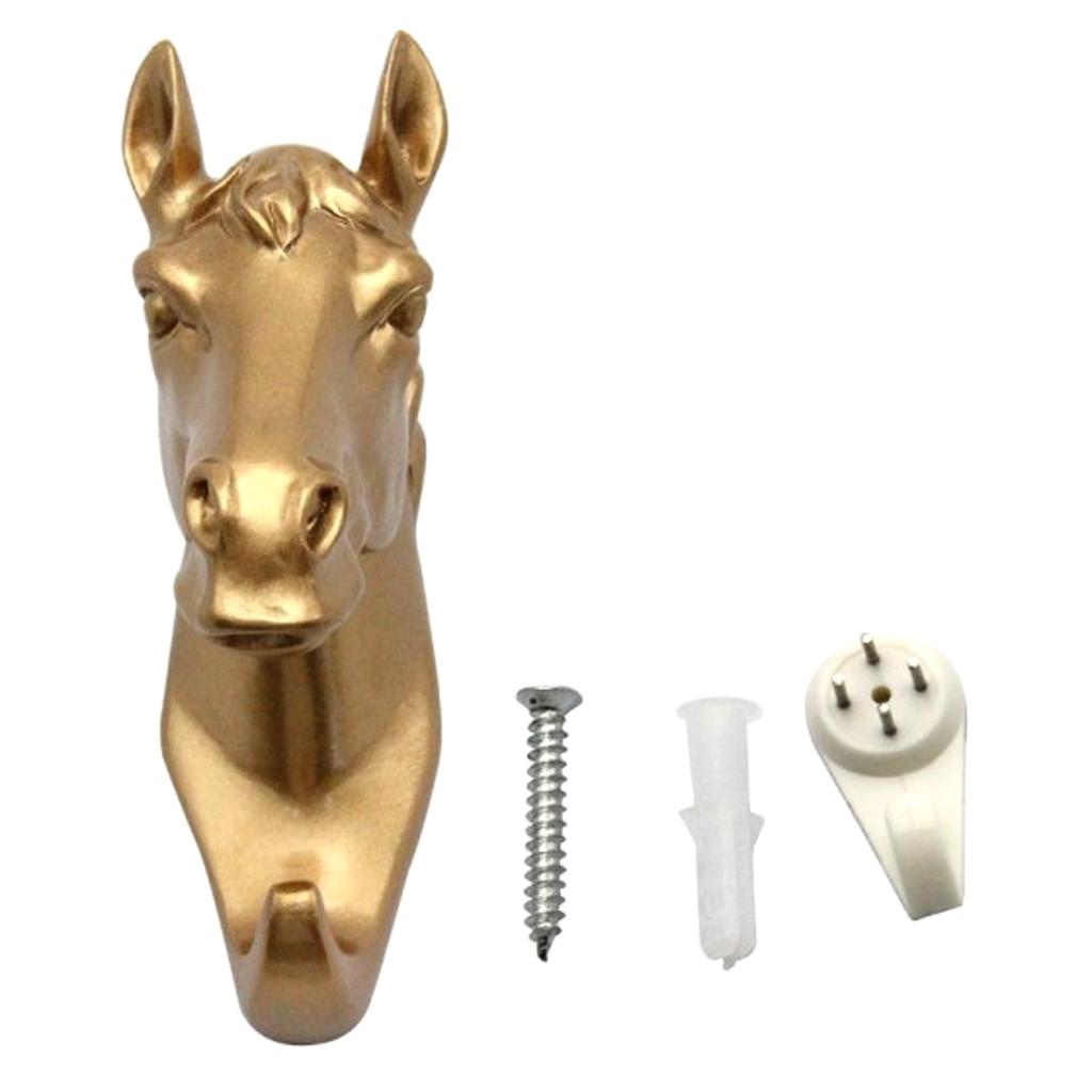 6Pcs Resin Animal Head Hook Key Hanger Rack Wall Mount Home Decor Gold