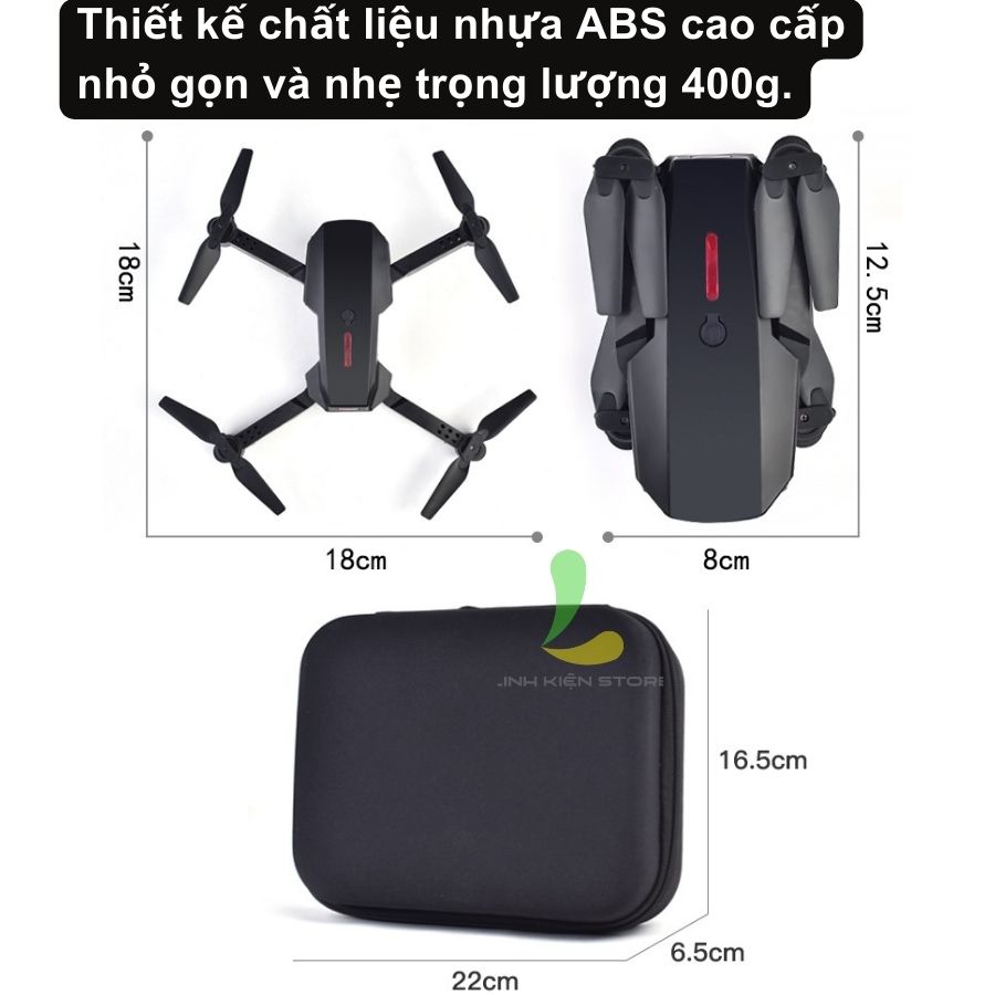 Flycam mini E88 - Thiết bị bay giá rẻ có camera HD, định vị thông minh và dung lượng pin khủng