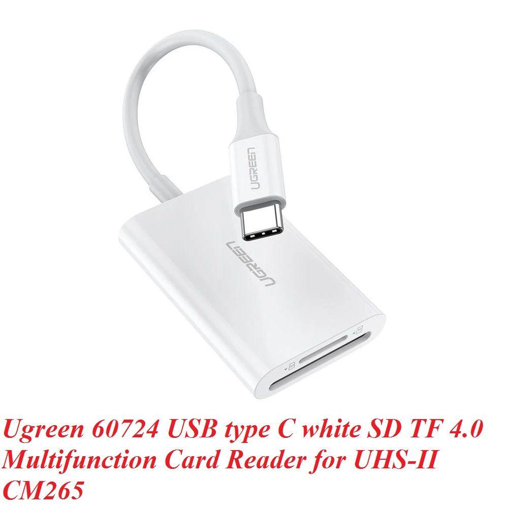 Ugreen UG60724CM265TK màu trắng đọc thẻ USB type C ra SD TF 4.0 hỗ trợ UHS-II - HÀNG CHÍNH HÃNG