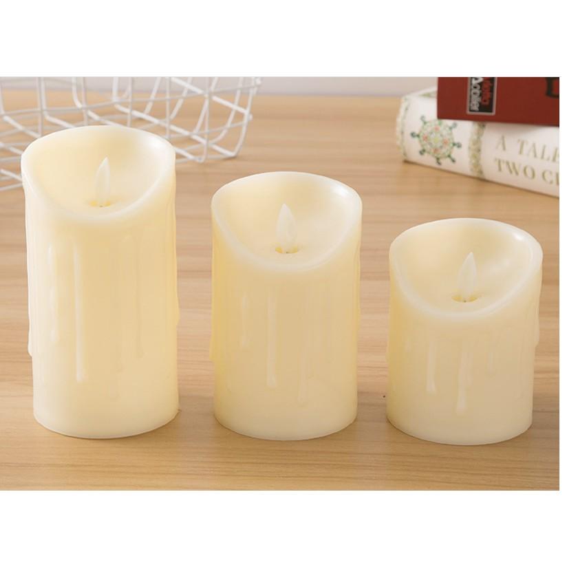 Nến điện tử,đèn cầy điện tử vỏ nhựa chảy đường kính 7,5cm