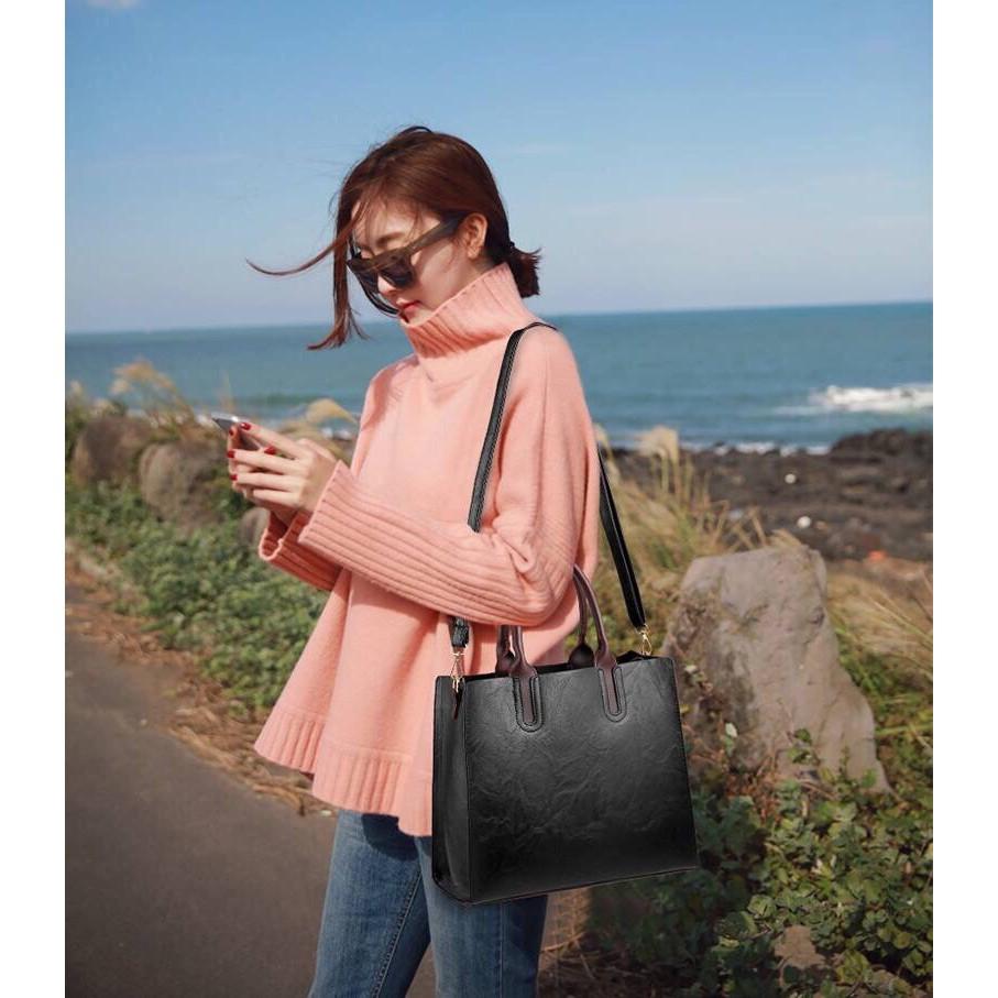 Túi xách tay, đeo chéo nữ thời trang kiểu dáng from túi đứng DA BÒ cao cấp KT: 32x28x12cm