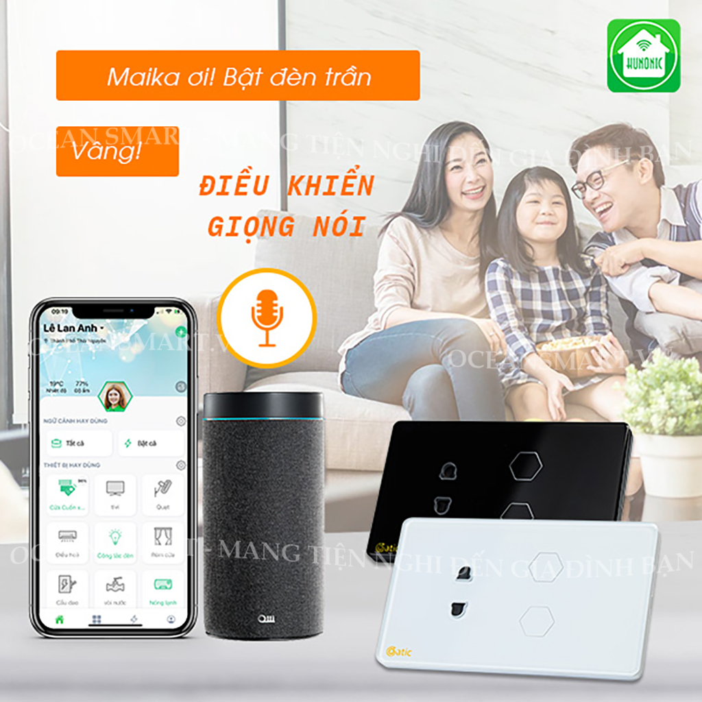 Công Tắc Cảm Ứng Wifi Datic, Công Tắc Kèm Ổ Cắm 2IN1 - DTSW02M