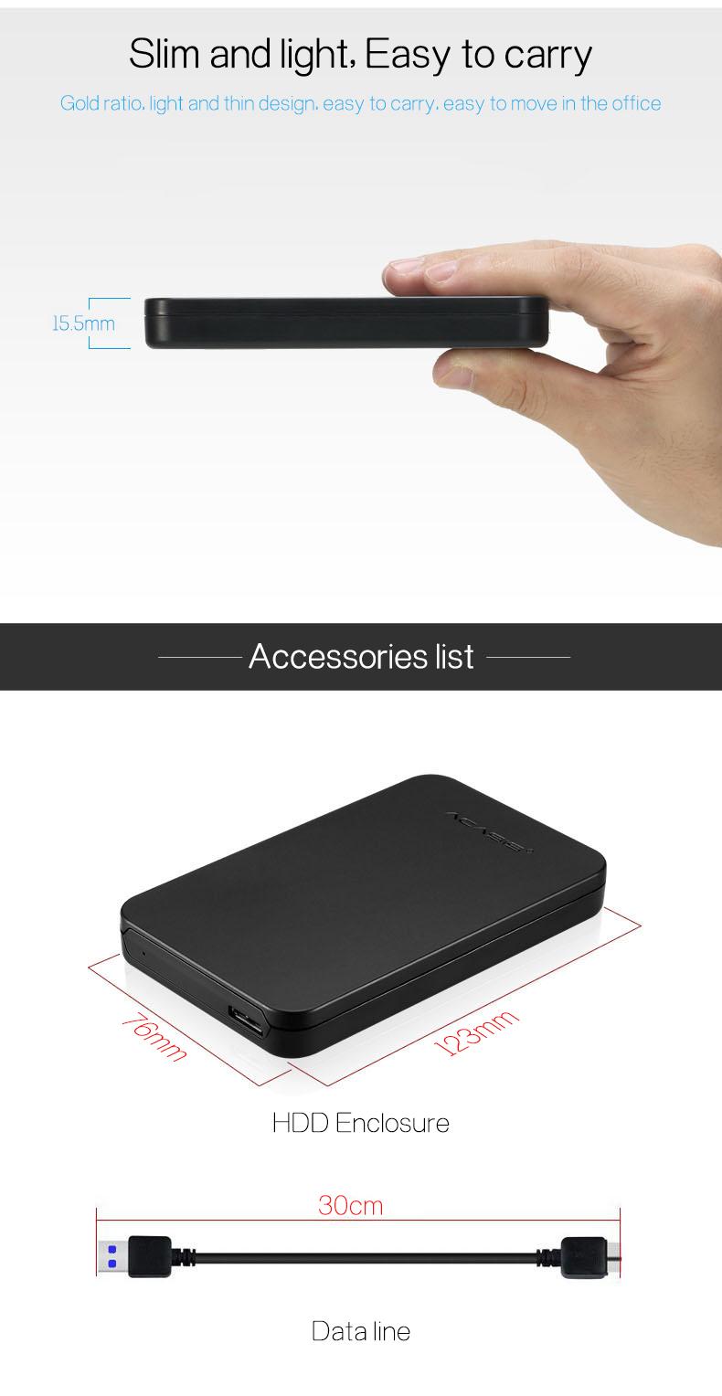 Box đựng ổ cứng ACASIS FA-07US USB 3.0 to SATA External HDD case for 2.5 inch SSD HDD Enclosure Mobile hard disk Box Slim Easy to Carry support 5TB 5Gbps - Hàng chính hãng