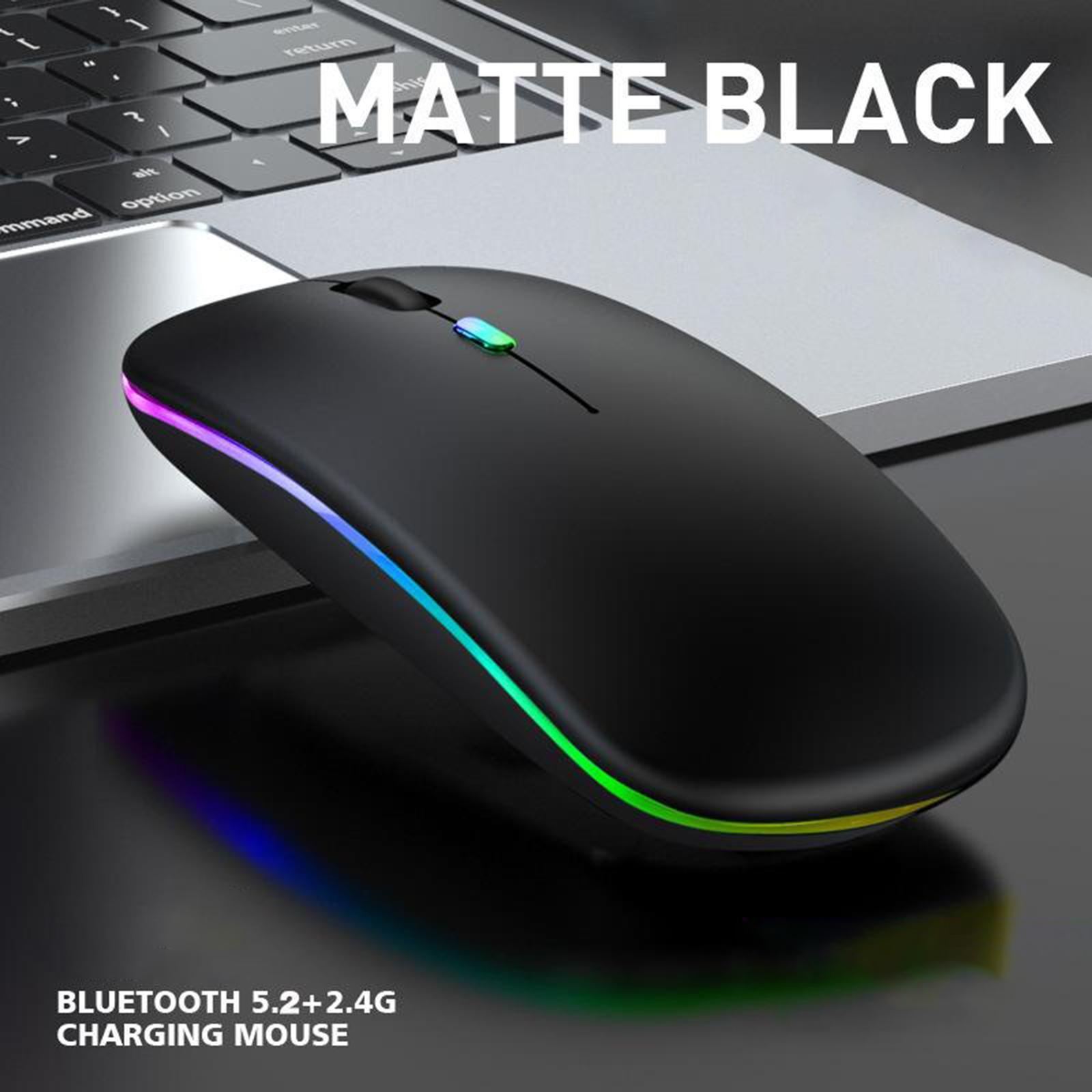 2xSilent LED Wireless Mouse Rechargeable Optical Office Laptop Black