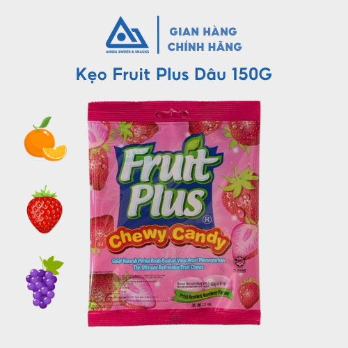 Kẹo mềm dẻo ăn vặt hương trái cây nho, cam, dâu Fruit Plus hộp 150g An Gia Sweets &amp; Snacks