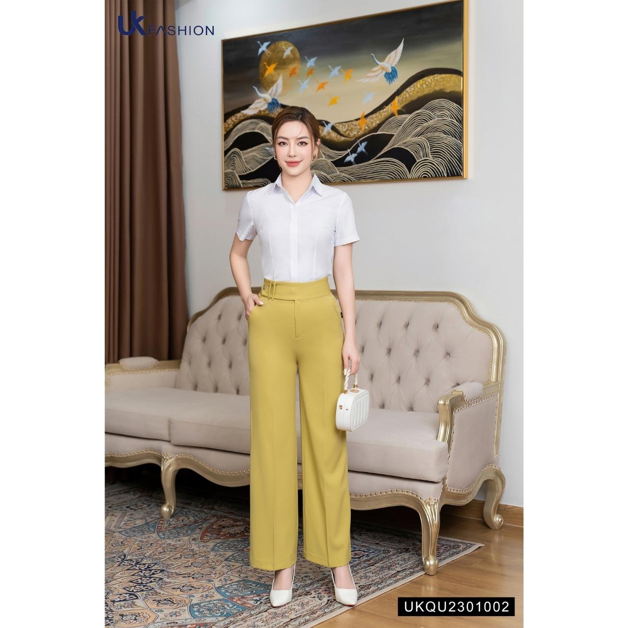 Quần Ống Rộng Cạp Cao Đai Eo NK FASHION Thiết Kế Thanh Lịch Chất Vải Nhập Hàn Cao Cấp Đứng Phom UKQU2301002