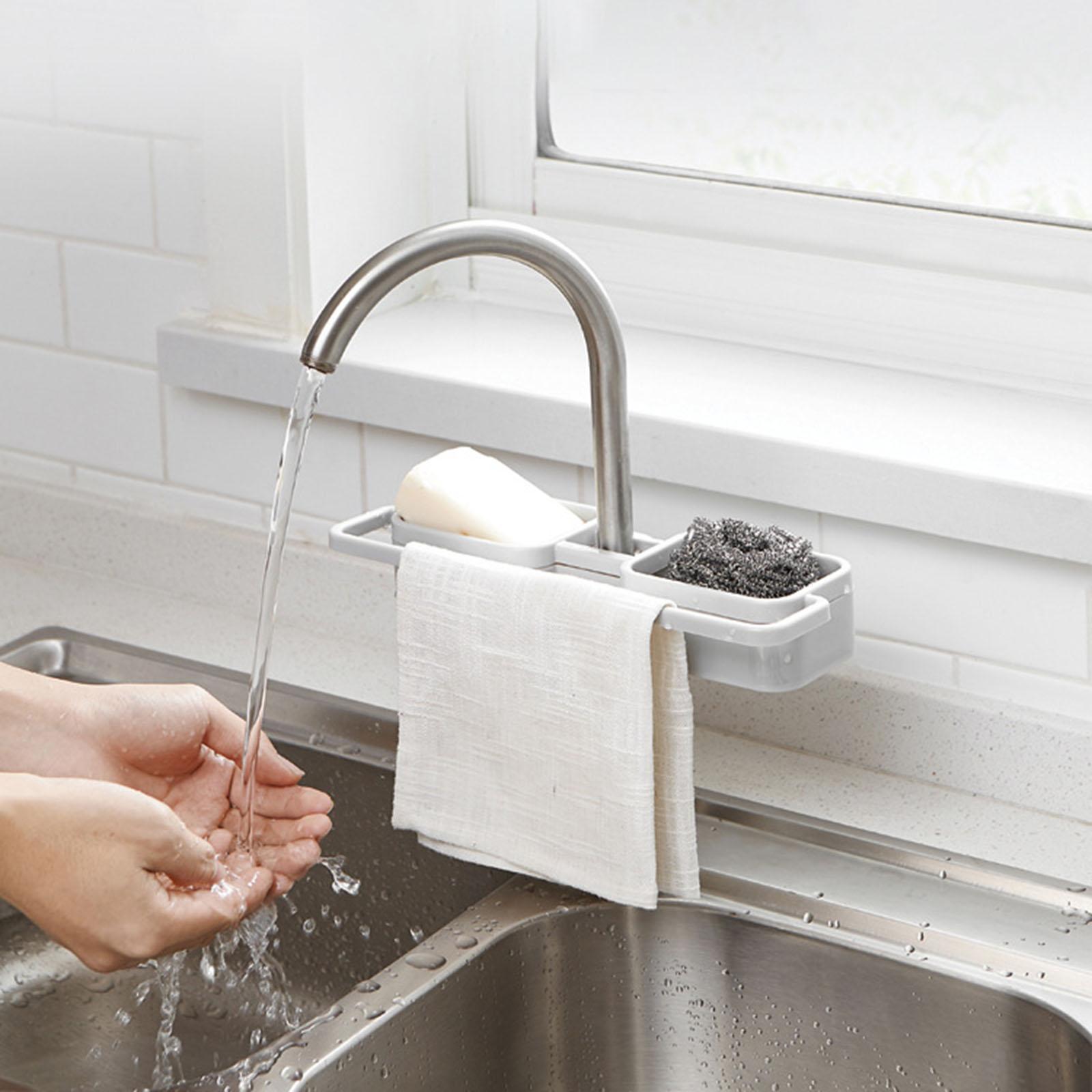 Faucet Drain Rack Sponge Dishcloth Shower Sink Storage Holder for Countertop