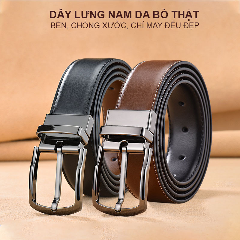Dây nịt nam, Dây thắt lưng nam da bò hai mặt NIKITA DL06