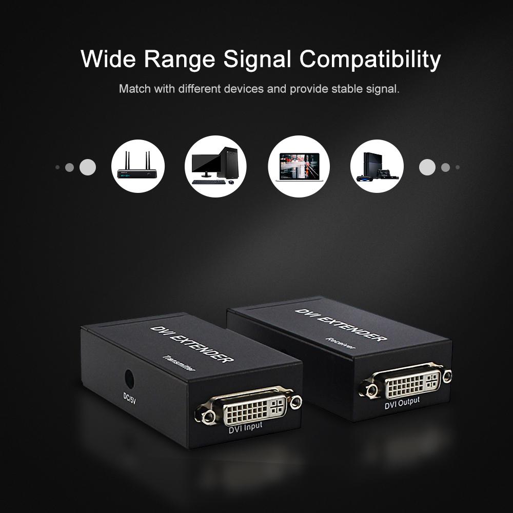 DVI Extender 60m 1080P Over Single Cat-6e/Cat-6 Ethernet Cable Extensor RJ45 Network Extender US Plug(Transmitter +
