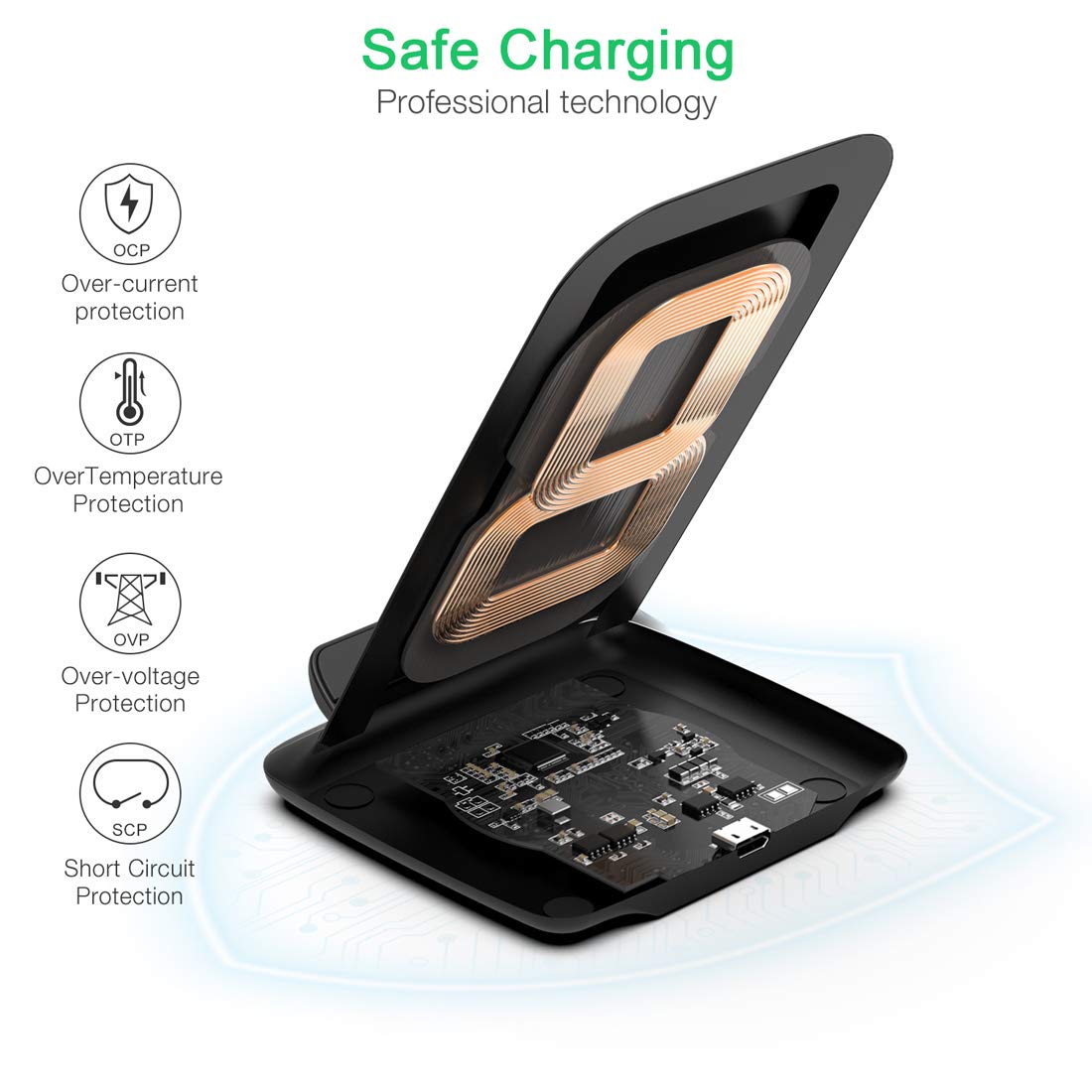 Đế sạc nhanh không dây Qi kiêm giá đỡ cho điện thoại hiệu CHOETECH HPK-T555 trang bị Công suất 10W, thiết kế nhỏ gọn, chuẩn sạc MFI cho Apple - Hàng chính hãng