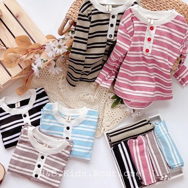 Bộ cotton len dài tay cho bé trai bé gái 8-18kg cực đẹp