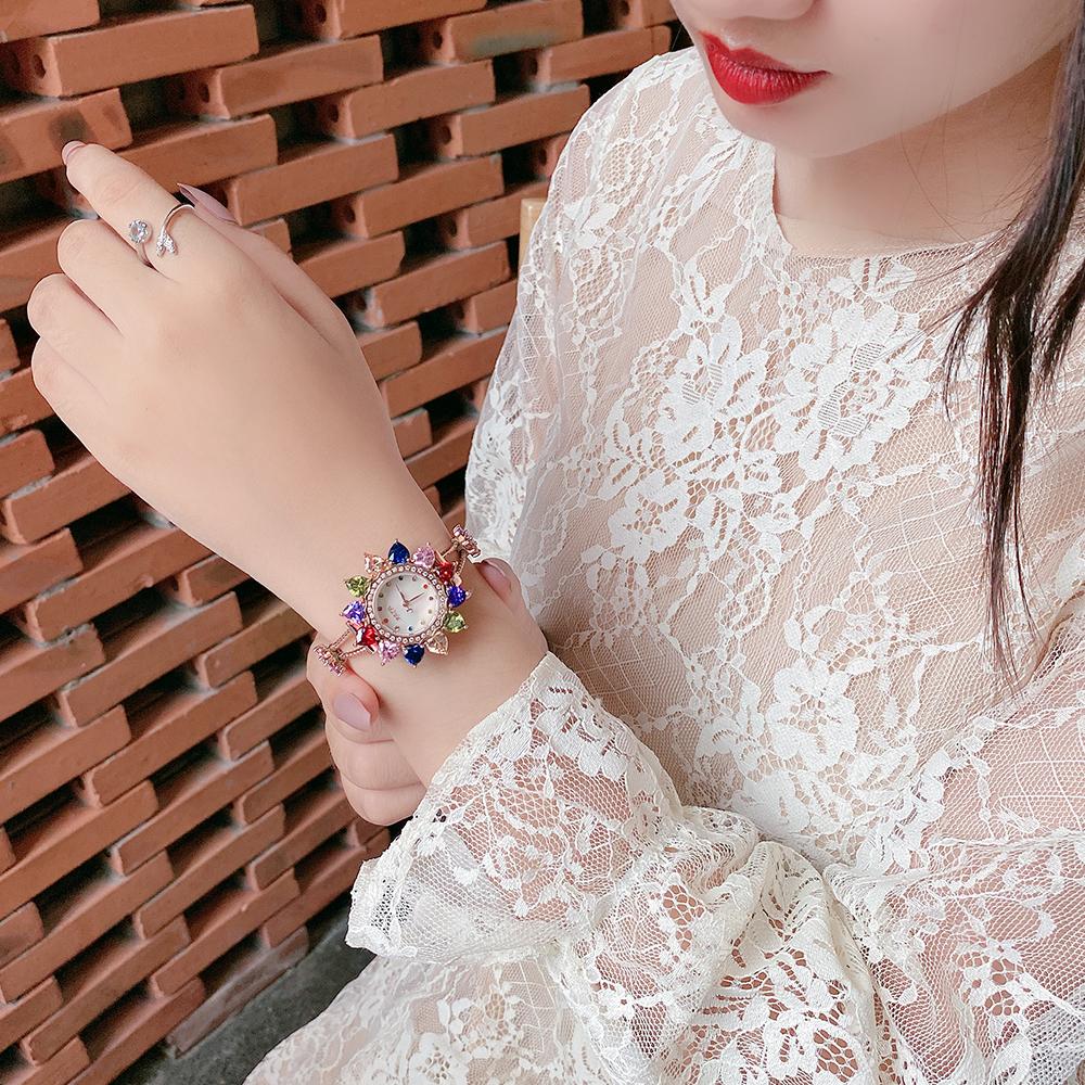 Đồng Hồ Nữ Chính Hãng Julius Star Cao Cấp Dây Kim Loại Mặt Hoa Đính Đá Kính Sapphire Đường Kính 37mm JS-021C