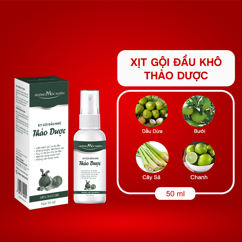 Xịt Gội Đầu Khô Tinh Chất Bưởi Hương Mộc Nhiên 50ml Cho Người Bận Rộn - Không Cần Dùng Nước, Sạch Tóc, Kháng Khuẩn, Giảm Gãy Rụng Xơ Rối Kích Mọc Tóc