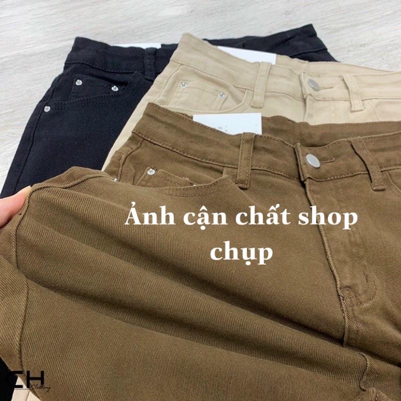 Quần jean dáng baggy co giãn hàng đẹp màu đen nâu kem thời trang 863