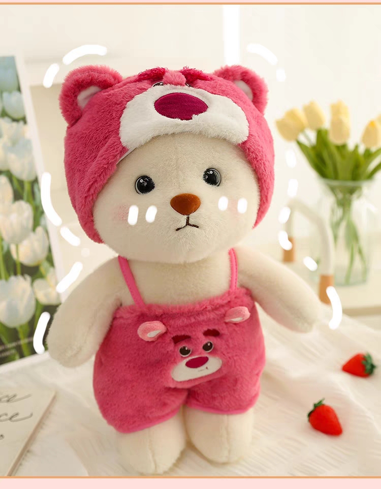 Gấu Bông Lena Đội Mũ Đeo Yếm Cosplay Lotso, Stitch, Pikachu Cực Xinh