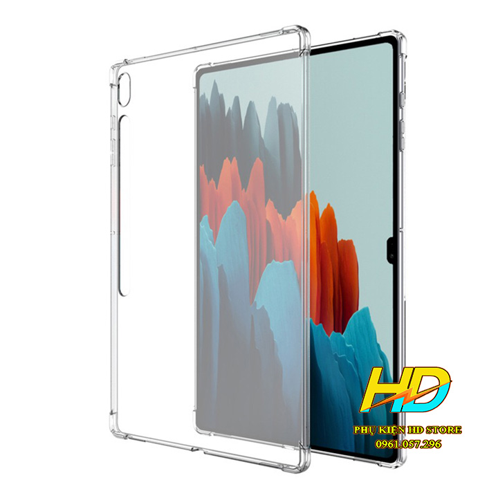Ốp Lưng Cho Samsung Galaxy Tab S7 FE 12.4 inch Dẻo Silicon Trong Suốt Cao Cấp Chống Sốc ,Chống Va Đập, Có Gờ Bảo Vệ Camera
